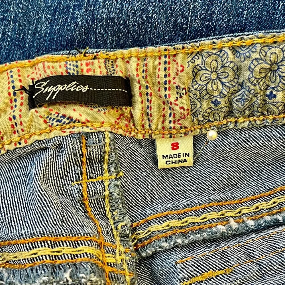 SUPPLIES UNION BAY Women's Blue Jeans Size 8 Bootcut Mid Rise W32 L32 Distressed